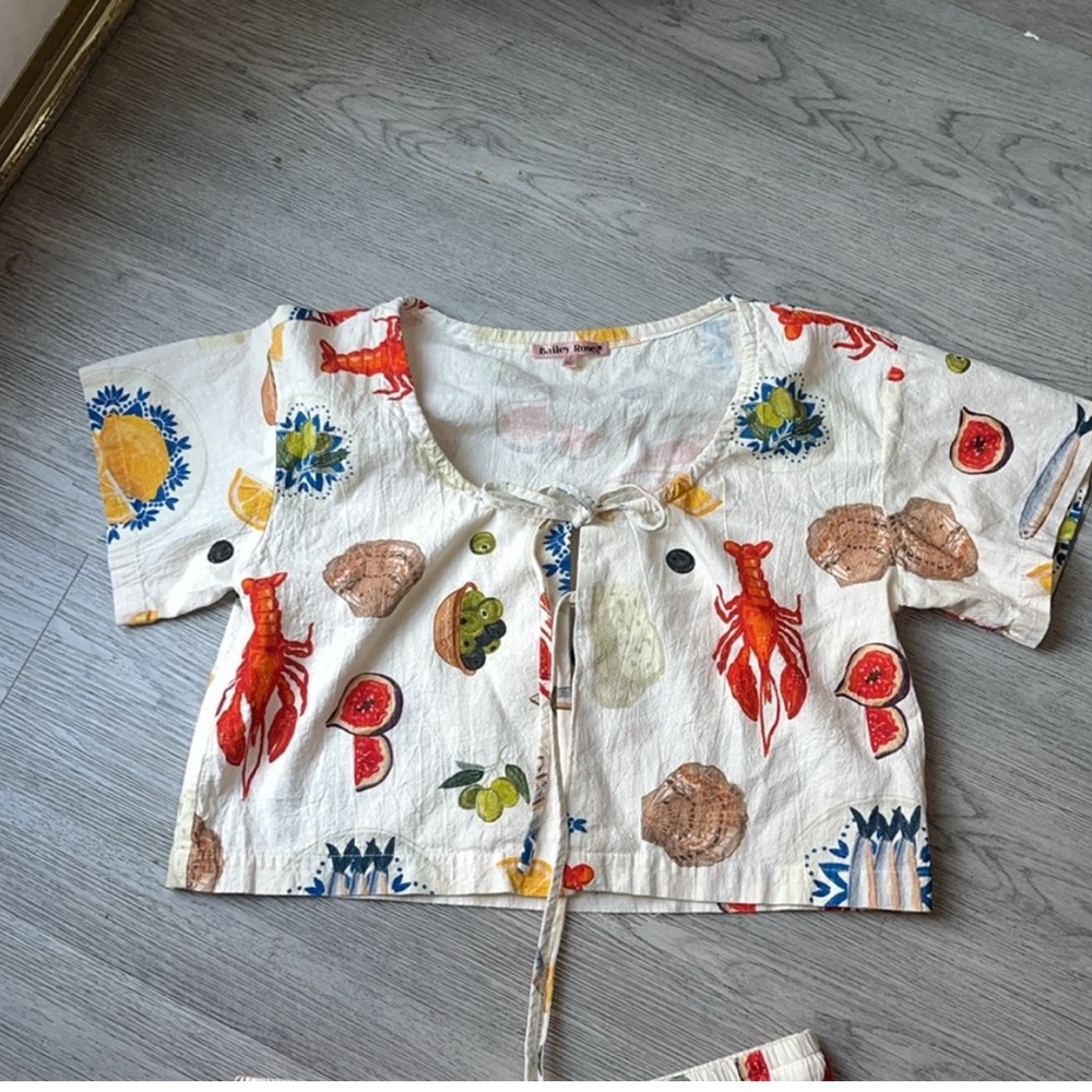 Colorful Seafood Print Top